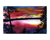 Cherry Lake Sunset Print from Original Watercolor Painting